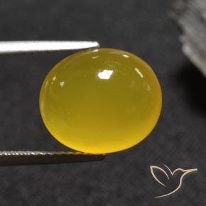 5.84 ct Yellow Agate Stone, Natural Agate in Oval Cabochon Shape for Sale