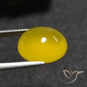 5.93 ct Yellow Agate Stone, Natural Agate in Oval Cabochon Shape for Sale