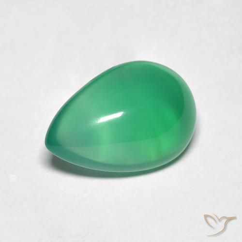 2.77ct Natural Warm Green Agate, Pear Shape, Translucent