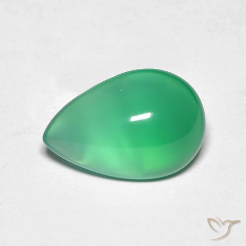 2.77 ct Green Agate Stone, Natural Agate in Pear Cabochon Shape for Sale