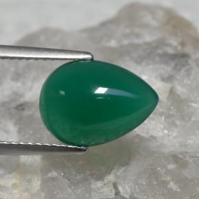 3.14 ct Green Agate Stone, Natural Agate in Pear Cabochon Shape for Sale
