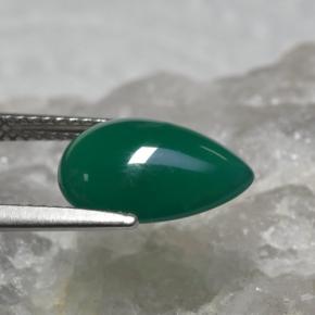 Agate Gemstone in 12.4 x 8.9 mm Size for Sale, Agate Stone in Medium Deep Green Color