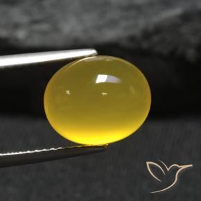 4.61 ct Yellow Agate Stone, Natural Agate in Oval Cabochon Shape for Sale