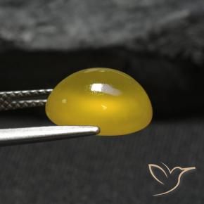 Agate Gemstone in 11.5 x 9.5 mm Size for Sale, Agate Stone in Deep Yellow Color