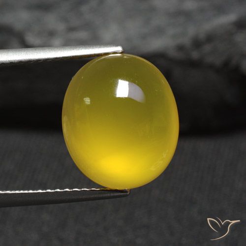 Agate Jaune Ovale 12,9 x 11,1mm de l'Inde, poids de 5,96 ct, pierre gemme naturelle Teinté de pureté Translucide, 1 pièce d'agate oval cabochon, couleur : Jaune foncé, dureté de Mohs de 6.5 à 7 convient aux bijoux de tous les jours, pierre de sagesse, Photo A