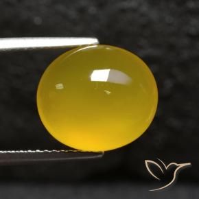 5.56 ct Yellow Agate Stone, Natural Agate in Oval Cabochon Shape for Sale