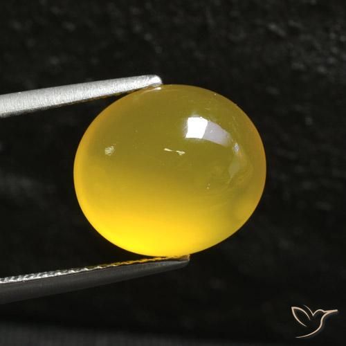 5.38 ct Yellow Agate Stone, Natural Agate in Oval Cabochon Shape for Sale