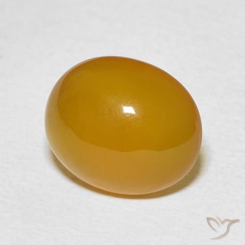 5.36 ct Yellow Agate Stone, Natural Agate in Oval Cabochon Shape for Sale
