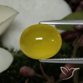 4.59 ct Yellow Agate Stone, Natural Agate in Oval Cabochon Shape for Sale