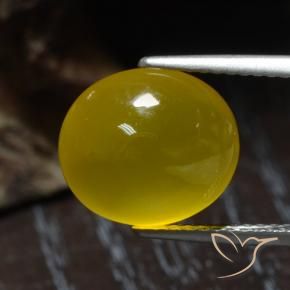 4.55 ct Yellow Agate Stone, Natural Agate in Oval Cabochon Shape for Sale
