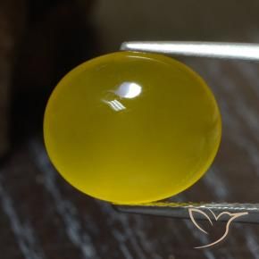 5.41 ct Yellow Agate Stone, Natural Agate in Oval Cabochon Shape for Sale