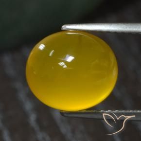 3.72 ct Yellow Agate Stone, Natural Agate in Oval Cabochon Shape for Sale