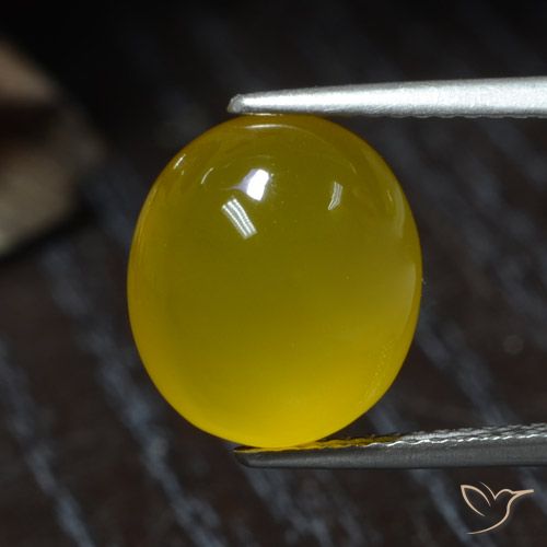 Yellowish Gold Agate Gem - 4.7ct Oval Cabochon (ID: 467631)