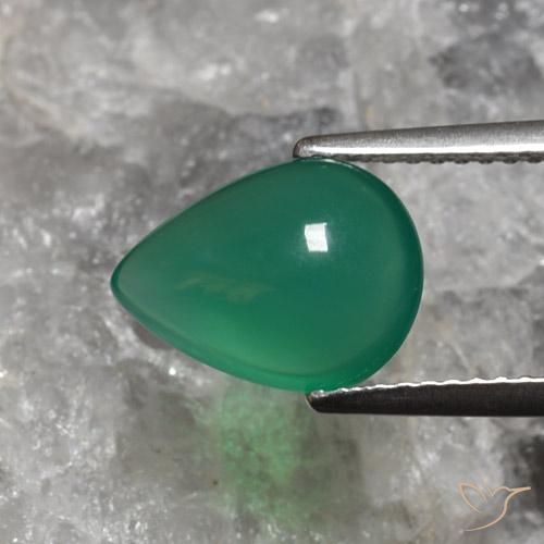 2.40 ct Green Agate Stone, Natural Agate in Pear Cabochon Shape for Sale