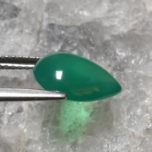 Agate Gemstone in 11.1 x 8.3 mm Size for Sale, Agate Stone in Forest Green Color
