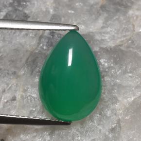 Warm Green Agate Gem - 3.8ct Pear Cabochon (ID: 467637)