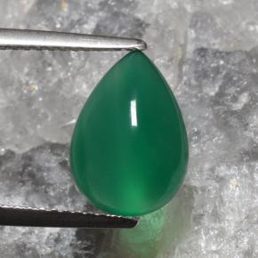 Medium Green Agate Gem - 3.1ct Pear Cabochon (ID: 467639)