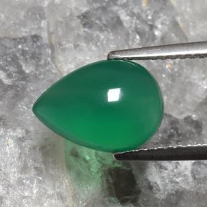 3.08 ct Green Agate Stone, Natural Agate in Pear Cabochon Shape for Sale