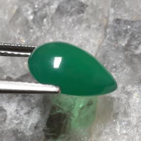 Agate Gemstone in 11.8 x 8.5 mm Size for Sale, Agate Stone in Medium Green Color
