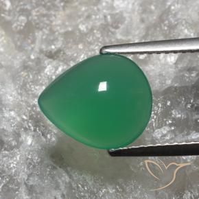 3.01 ct Green Agate Stone, Natural Agate in Pear Cabochon Shape for Sale