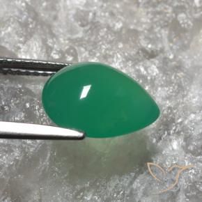 Agate Gemstone in 11.4 x 9.6 mm Size for Sale, Agate Stone in Warm Green Color