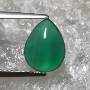 1.66 ct Green Agate Gemstone, Agate Gem in Pear Cabochon Shape for Sale.