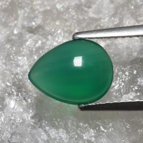 1.66 ct Green Agate Stone, Natural Agate in Pear Cabochon Shape for Sale