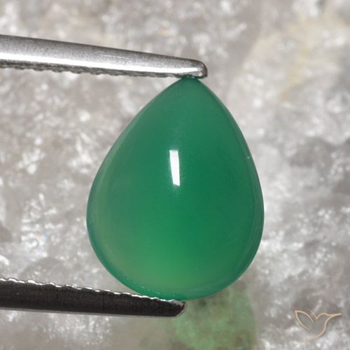 2.04ct Natural Warm Green Agate, Pear Shape, Translucent
