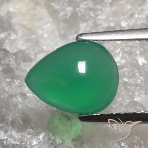 2.04 ct Green Agate Stone, Natural Agate in Pear Cabochon Shape for Sale