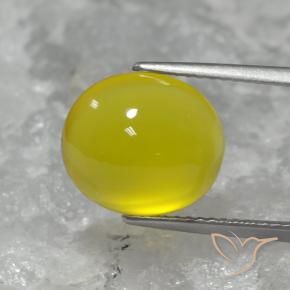 5.05 ct Yellow Agate Stone, Natural Agate in Oval Cabochon Shape for Sale