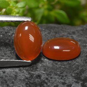 1.38 ctw Orange Agate Gemstones, Agate Gems in Oval Cabochon Shape for Sale.