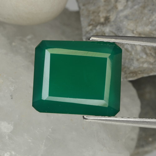 Medium Green Agate Gem - 4.6ct Octagon Step Cut (ID: 468686)