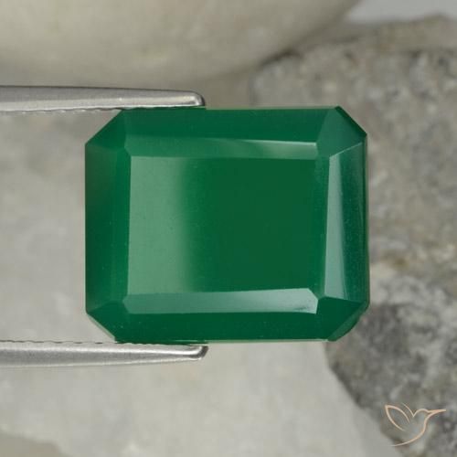 4.95 ct Green Agate Stone, Natural Agate in Octagon Step Cut Shape for Sale