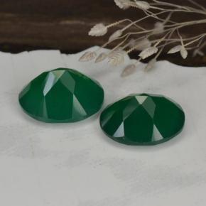 Agate Gemstones in 11 x 9 mm (calibrated) Size for Sale, Agate Stones in Medium Dark Green Color