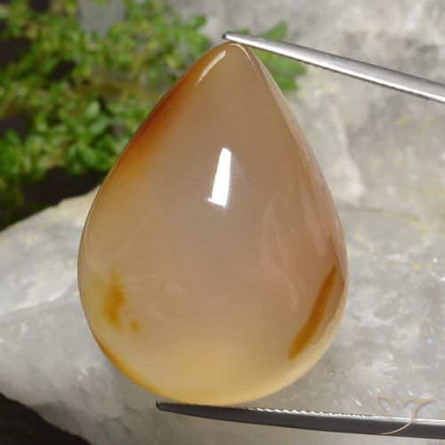 87.3 ct Pear Agate, 34 x 25.4 mm From India, Photo A