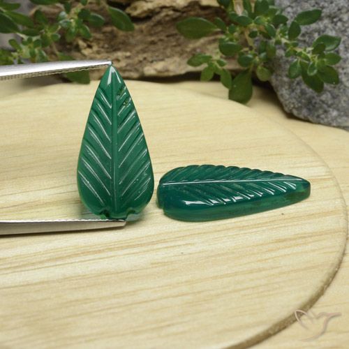 8.76 ct Green Agate, 19.9 x 10 mm Carved From India, Photo A