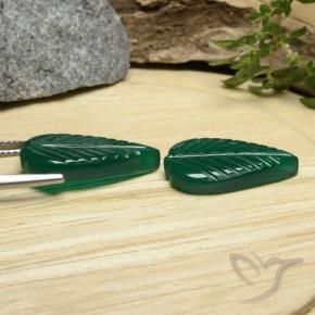Agate Gemstones in 19.6 x 10.1 mm Size for Sale, Agate Stones in Medium Dark Green Color