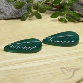 8.25 ctw Green Agate Stones, Natural Agate in Carved Leaf Shape for Sale