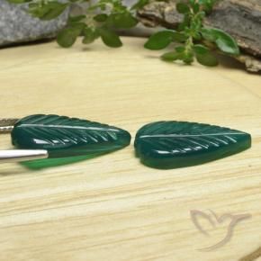 Agate Gemstones in 18.6 x 9.6 mm Size for Sale, Agate Stones in Medium Dark Green Color