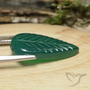 Agate Gemstone in 20.9 x 10.7 mm Size for Sale, Agate Stone in Forest Green Color