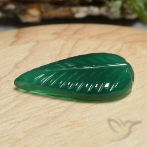 5.19 ct Green Agate Stone, Natural Agate in Carved Leaf Shape for Sale