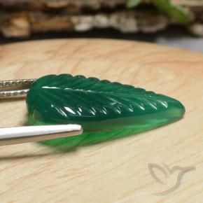 Agate Gemstone in 19.9 x 10.7 mm Size for Sale, Agate Stone in Medium Green Color