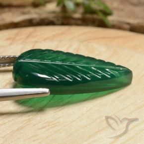 Agate Gemstone in 20.4 x 10.4 mm Size for Sale, Agate Stone in Medium Green Color