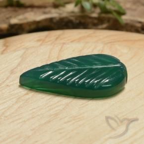 5.23 ct Green Agate Stone, Natural Agate in Carved Leaf Shape for Sale
