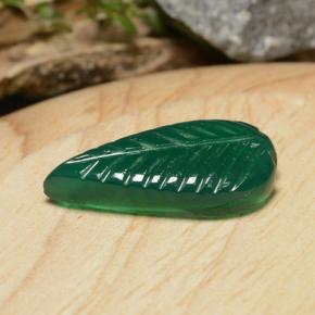 6.14 ct Green Agate Stone, Natural Agate in Carved Leaf Shape for Sale