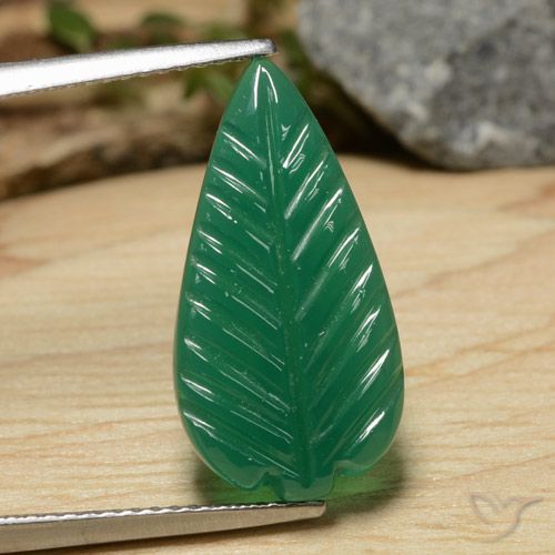 5.43 ct Green Agate, 19.8 x 10.2 mm Carved From India, Photo A