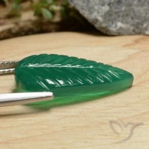 Agate Gemstone in 19.8 x 10.2 mm Size for Sale, Agate Stone in Medium Green Color