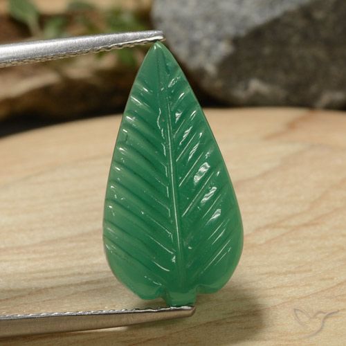 5.3 ct Green Agate, 19.1 x 10.1 mm Carved From India, Photo A