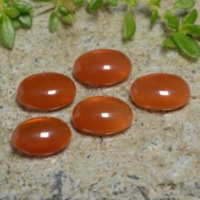 3.21 ctw Orange Agate Gemstones, Agate Gems in Oval Cabochon Shape for Sale.