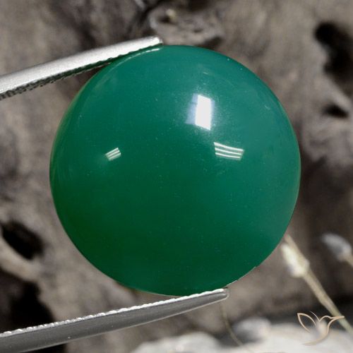 21.88 ct Green Agate, 19.5 mm Round Cut From India, Photo A